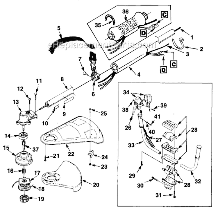 Page A Diagram and Parts List for HBC30B UT-15072 Homelite Trimmer