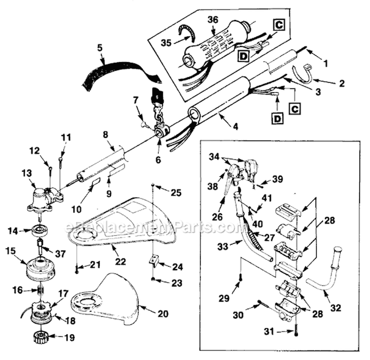 Page A Diagram and Parts List for HBC30B UT-15086 Homelite Trimmer