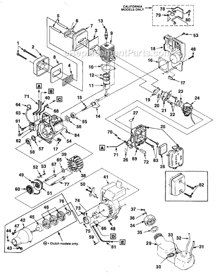 Page B Diagram and Parts List for HBC30B UT-15086 Homelite Trimmer