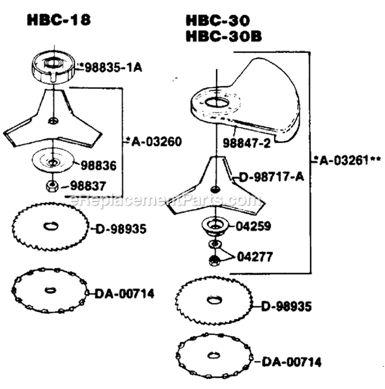 Page C Diagram and Parts List for HBC30B UT-15086 Homelite Trimmer