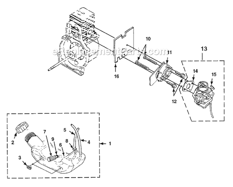 Page A Diagram and Parts List for HBC30I UT-15174 Homelite Trimmer