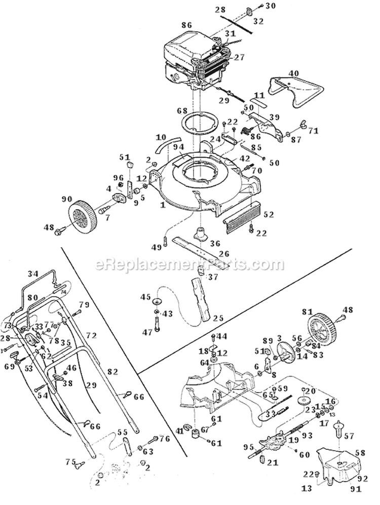 Page A Diagram and Parts List for HCM20P5G UT-30530 Homelite Lawn Mower