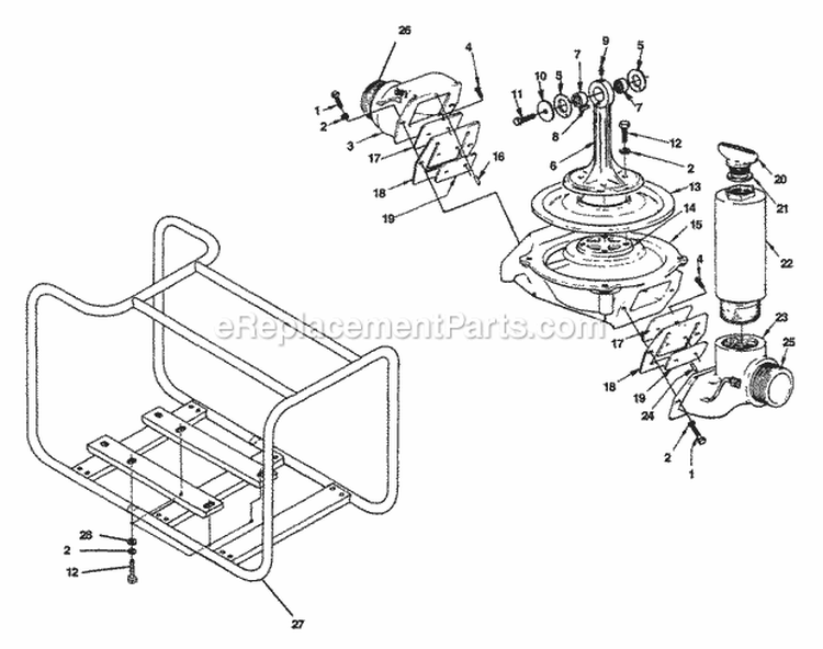 Pump__Roll_Cage Diagram and Parts List for HDP3 UT-01604 Homelite Water Pump