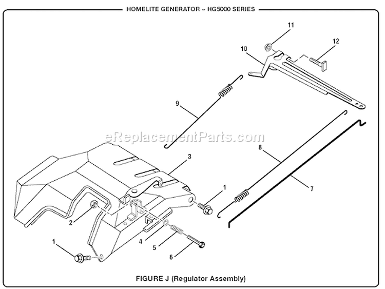 Page J Diagram and Parts List for HG5000  Homelite Generator