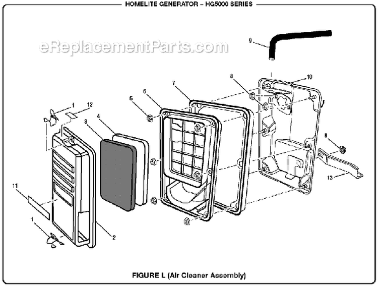 Page L Diagram and Parts List for HG5000  Homelite Generator