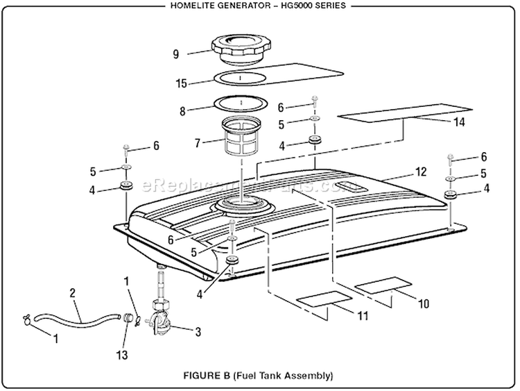 Page B Diagram and Parts List for HG5000  Homelite Generator