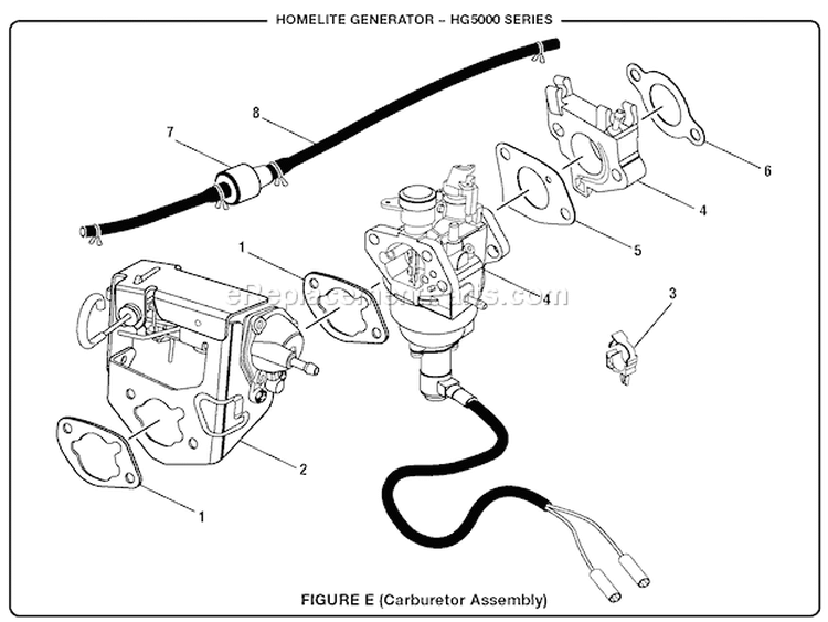 Page E Diagram and Parts List for HG5000  Homelite Generator