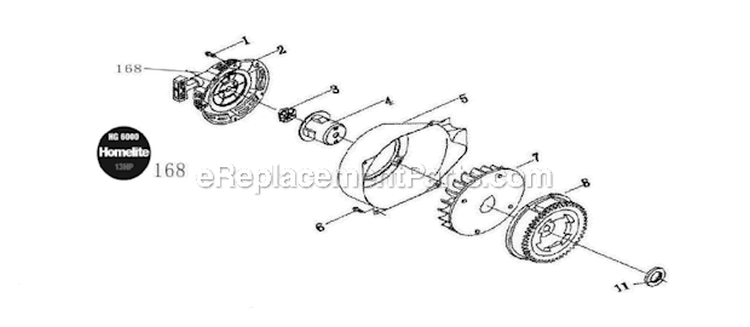 Pull Starter Diagram and Parts List for HG6000  Homelite Generator