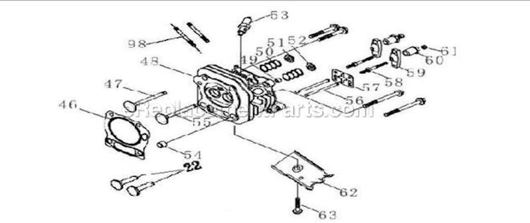 Cylinder Head Assembly Diagram and Parts List for HG6000  Homelite Generator