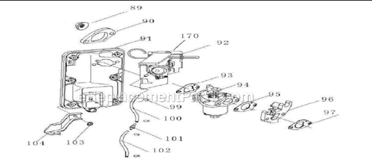 Carburetor Diagram and Parts List for HG6000  Homelite Generator