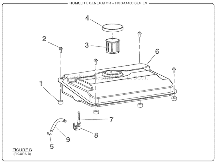Page A Diagram and Parts List for HGCA1400  Homelite Generator