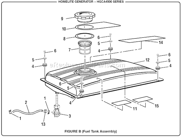 Page B Diagram and Parts List for HGCA4500  Homelite Generator