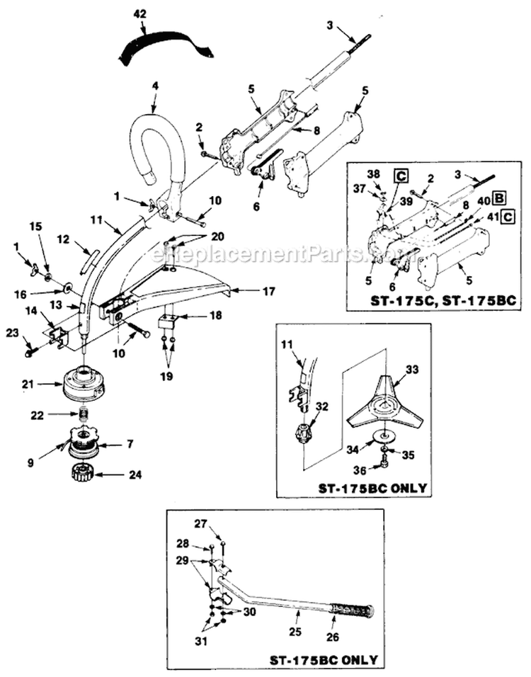 Page A Diagram and Parts List for HGT UT-20583 Homelite Trimmer