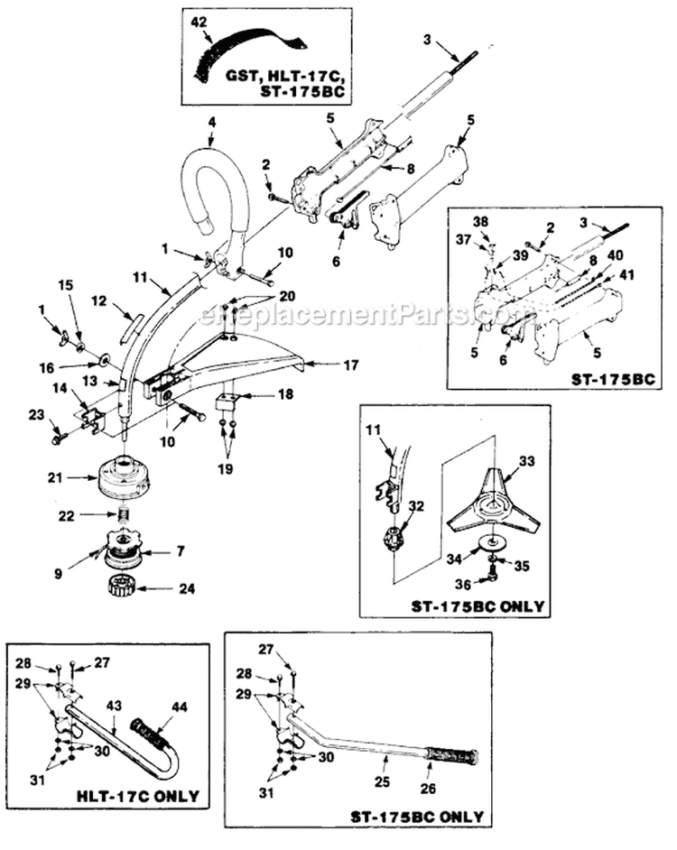 Page A Diagram and Parts List for HGT UT-20583-A Homelite Trimmer