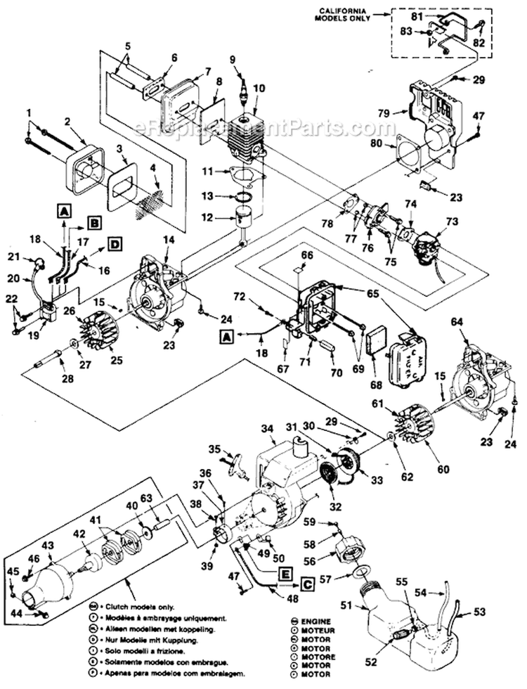 Page B Diagram and Parts List for HGT UT-20583-A Homelite Trimmer
