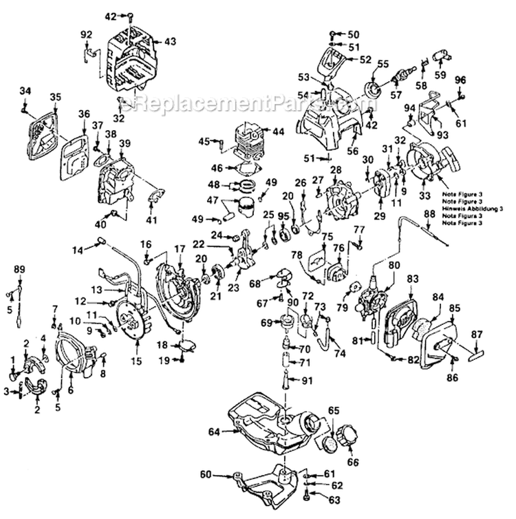 Page B Diagram and Parts List for HK33 UT-18002-A Homelite Trimmer