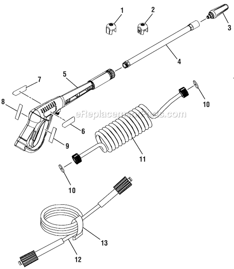 Page B Diagram and Parts List for HL80215MO  Homelite Pressure Washer