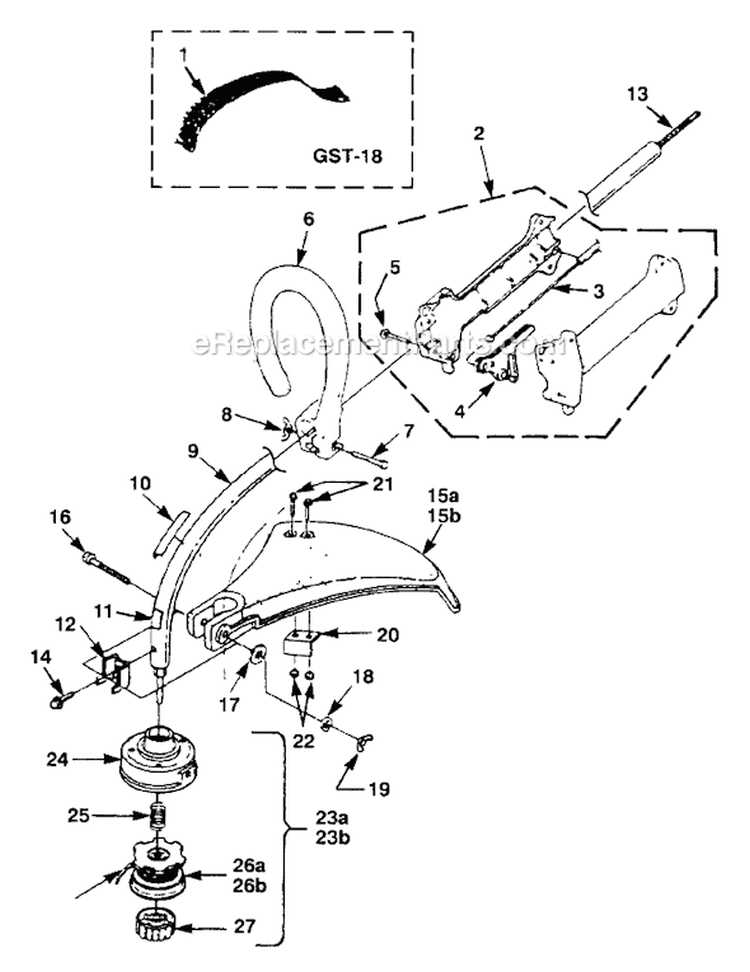 Page A Diagram and Parts List for HLT15 UT-20602-A Homelite Trimmer