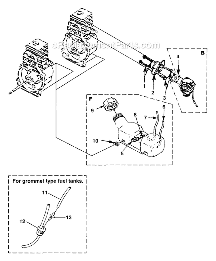 Page B Diagram and Parts List for HLT15 UT-20602-A Homelite Trimmer