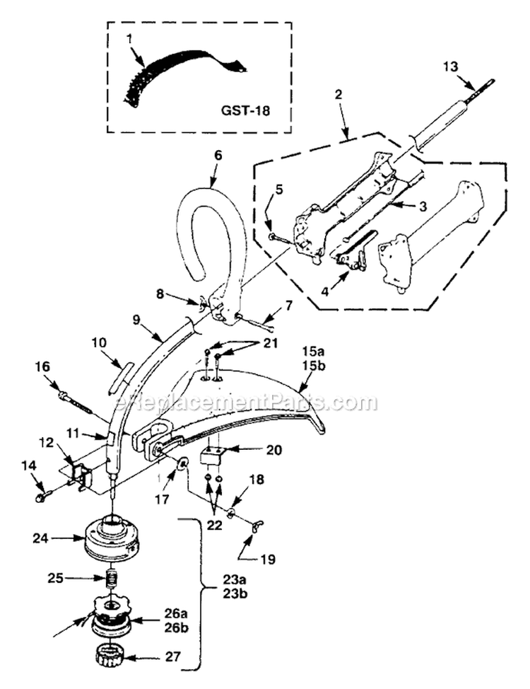Page A Diagram and Parts List for HLT15 UT-20602-C Homelite Trimmer