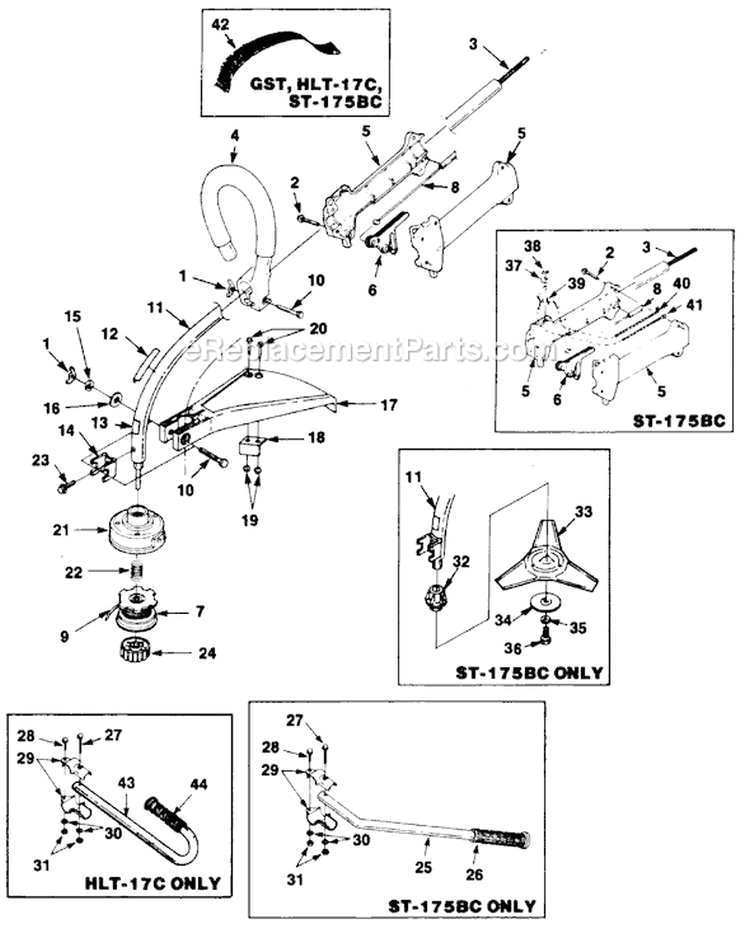 Page A Diagram and Parts List for HLT17C UT-20586-A Homelite Trimmer