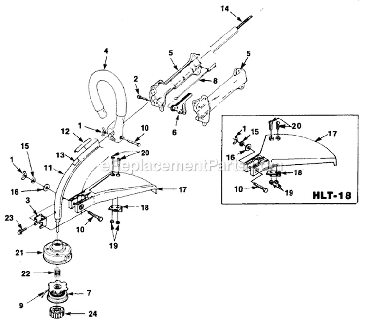 Page A Diagram and Parts List for HLT18 UT-20584 Homelite Trimmer