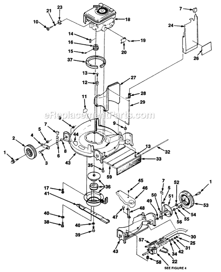 Page D Diagram and Parts List for HMB21P4C UT-30121 Homelite Lawn Mower