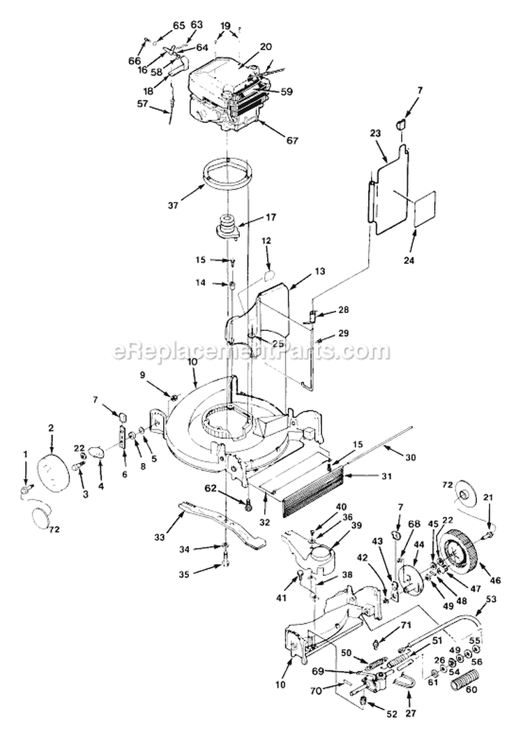 Page D Diagram and Parts List for HMB21P5I UT-30529-B Homelite Lawn Mower