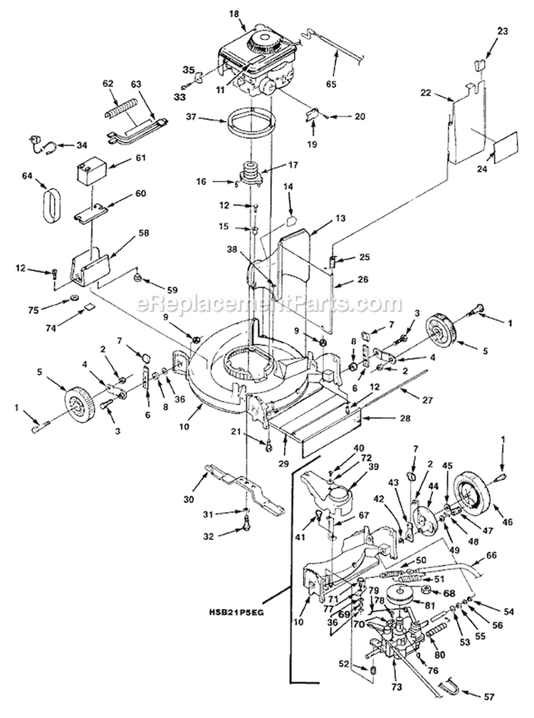 Page C Diagram and Parts List for HSB21P5EG UT-30517 Homelite Lawn Mower