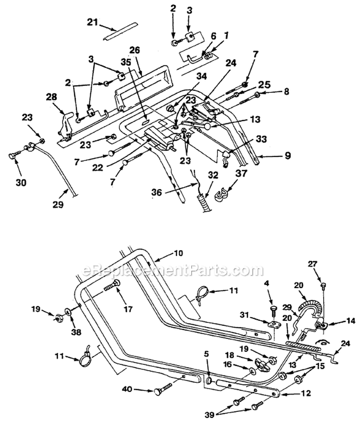 Page B Diagram and Parts List for HSB21P5EG UT-30517-A Homelite Lawn Mower