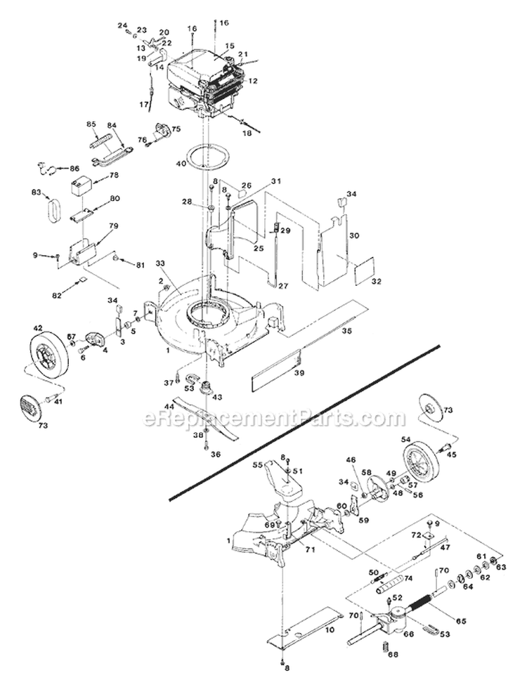 Page D Diagram and Parts List for HSB21P5EI UT-30517-B Homelite Lawn Mower