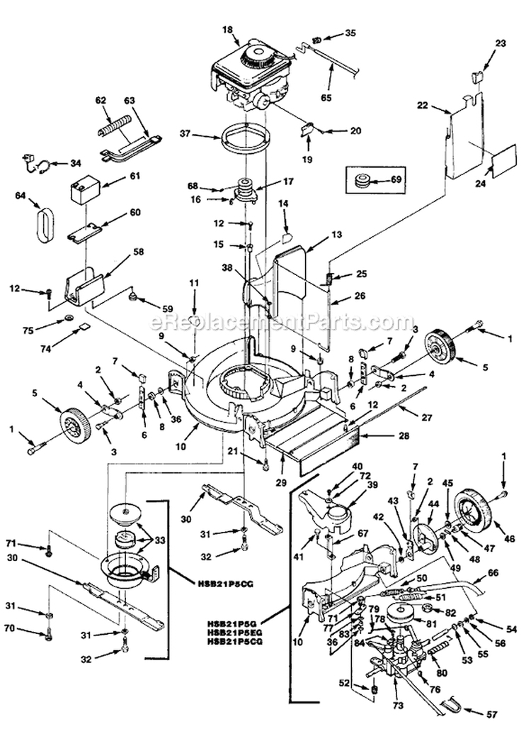 Page C Diagram and Parts List for HSB21P5G UT-30140-1 Homelite Lawn Mower