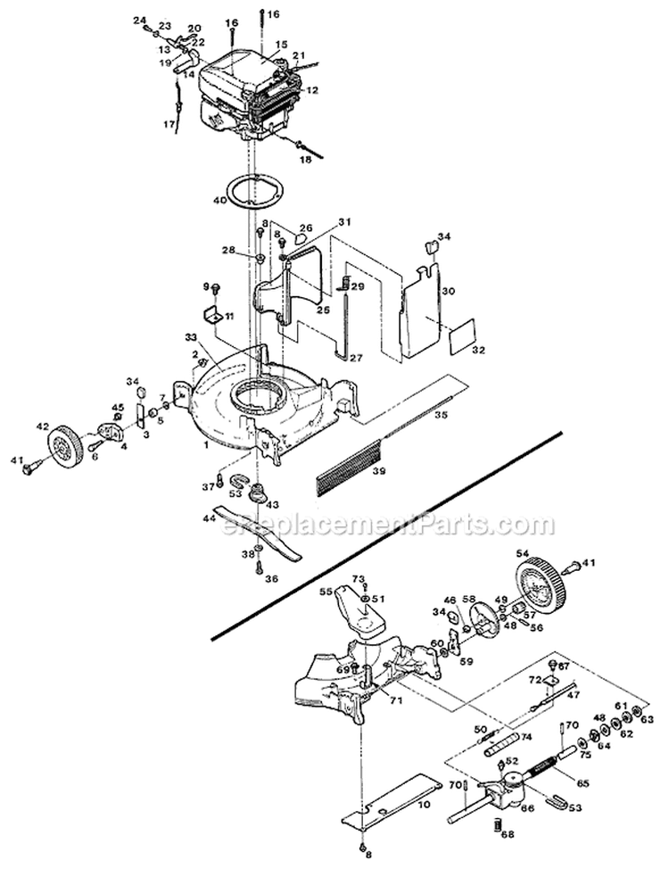 Page D Diagram and Parts List for HSB21P5 UT-30516-A Homelite Lawn Mower