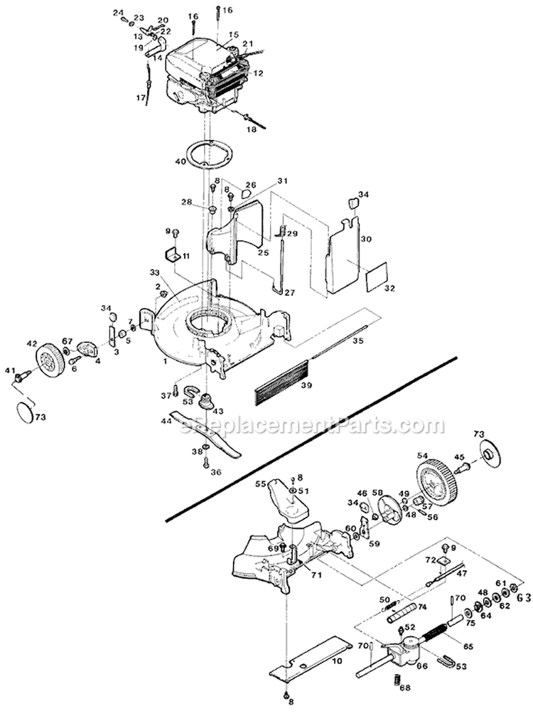 Page D Diagram and Parts List for HSB21P5 UT-30516-B Homelite Lawn Mower