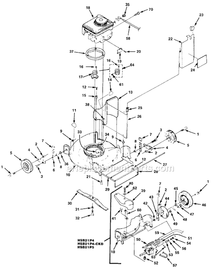 Page C Diagram and Parts List for HSB21 UT-30147-A Homelite Lawn Mower