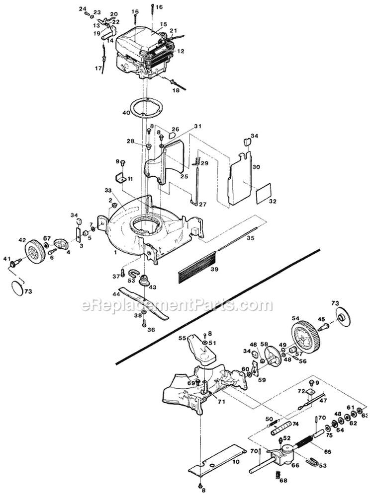 Page D Diagram and Parts List for HSB21 UT-30515-B Homelite Lawn Mower