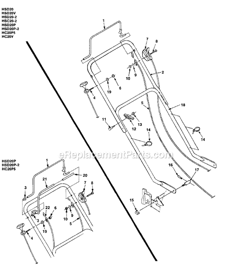 Page A Diagram and Parts List for HSC202 UT-30144-A Homelite Lawn Mower