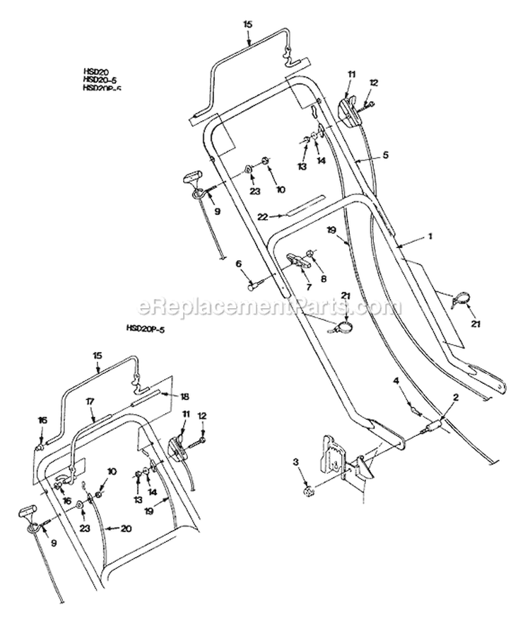 Page A Diagram and Parts List for HSD205 UT-30521 Homelite Lawn Mower