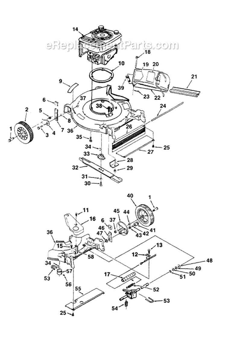 Page D Diagram and Parts List for HSD20B UT-30078 Homelite Lawn Mower