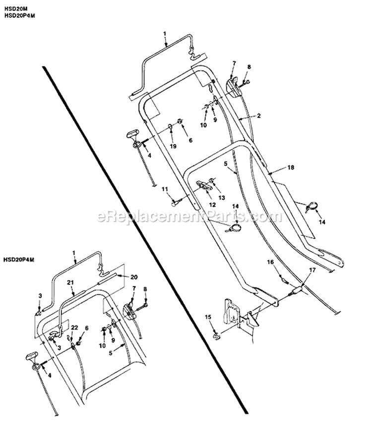 Page A Diagram and Parts List for HSD20M UT-30165 Homelite Lawn Mower