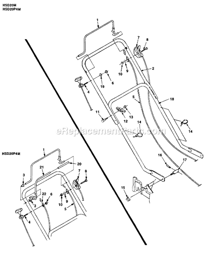 Page B Diagram and Parts List for HSD20P4M UT-30166 Homelite Lawn Mower