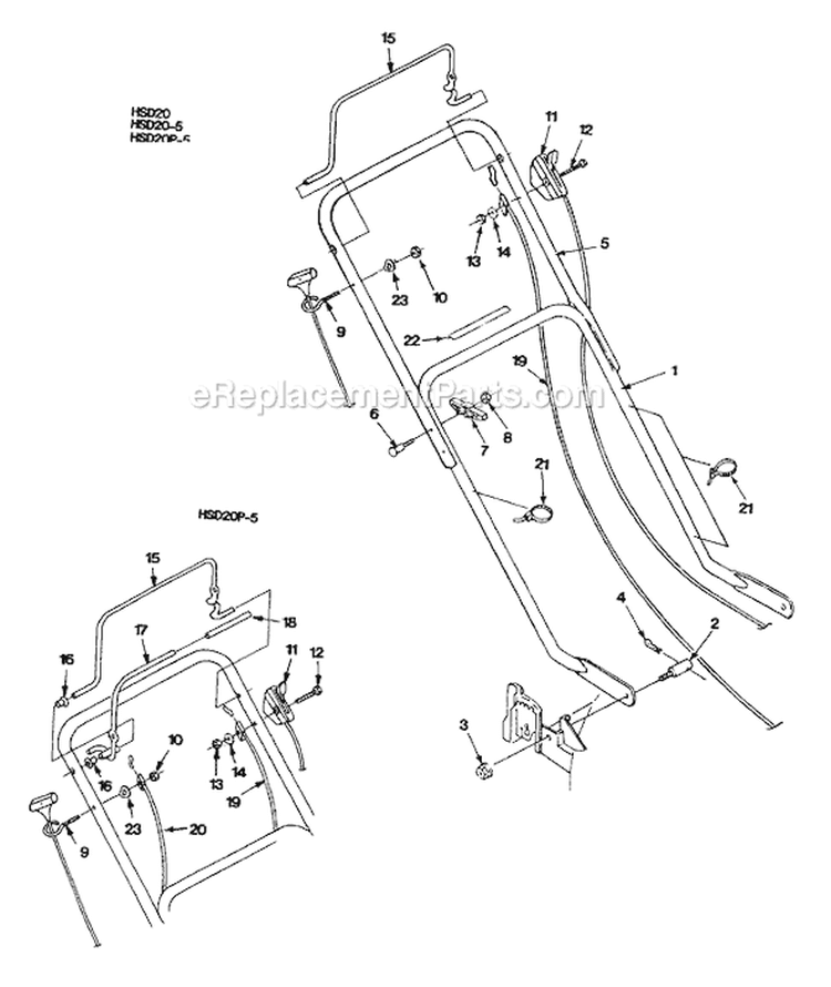 Page A Diagram and Parts List for HSD20 UT-30520 Homelite Lawn Mower