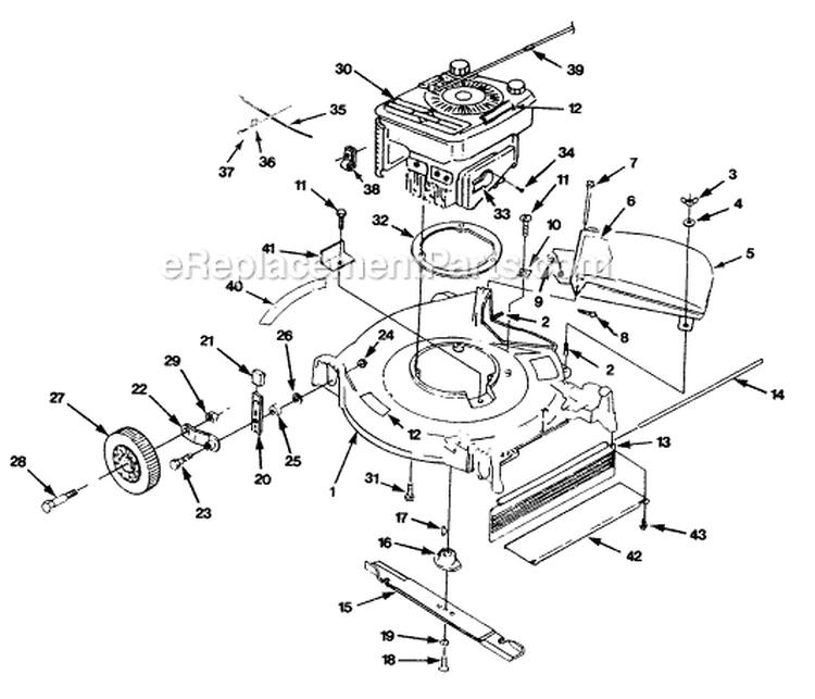 Page B Diagram and Parts List for HSD20 UT-30520 Homelite Lawn Mower
