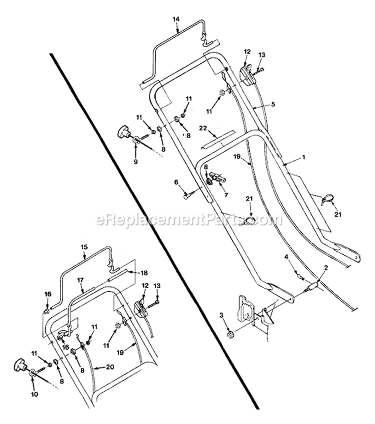 Page B Diagram and Parts List for HSD20 UT-30520-B Homelite Lawn Mower