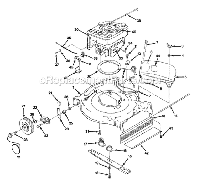 Page C Diagram and Parts List for HSD20 UT-30520-B Homelite Lawn Mower