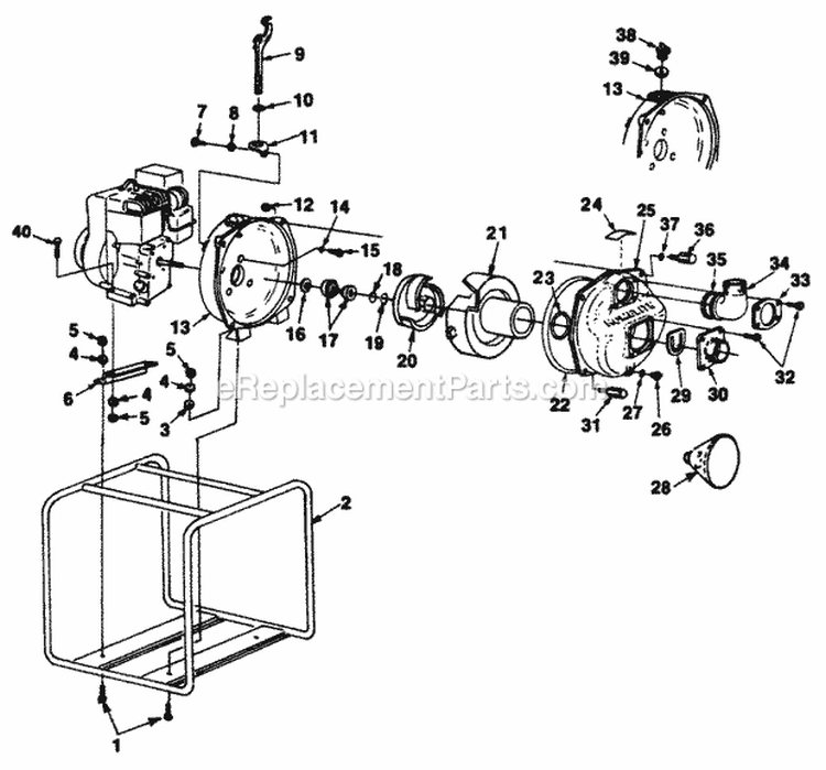 Pump Diagram and Parts List for HST320 UT-01599 Homelite Water Pump