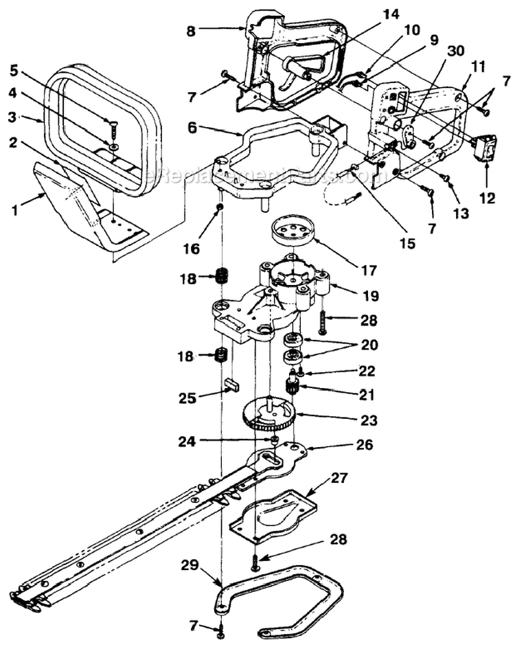 Figure 3 Diagram and Parts List for HT19 UT-18023 Homelite Hedge Trimmer