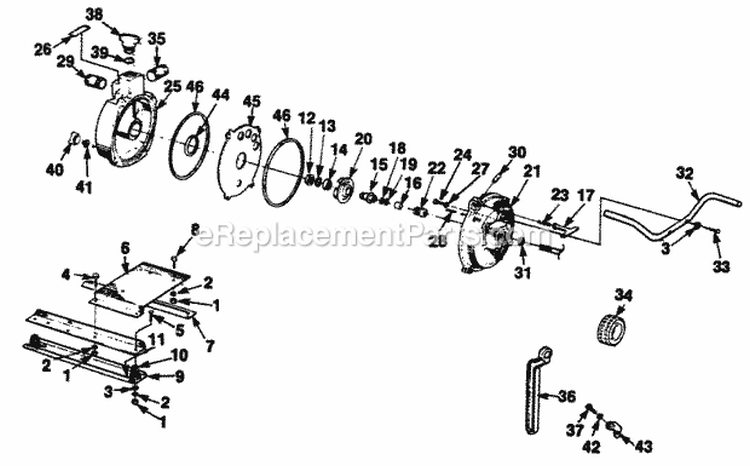 Pump_And_Skids Diagram and Parts List for HTP2 UT-01601 Homelite Water Pump