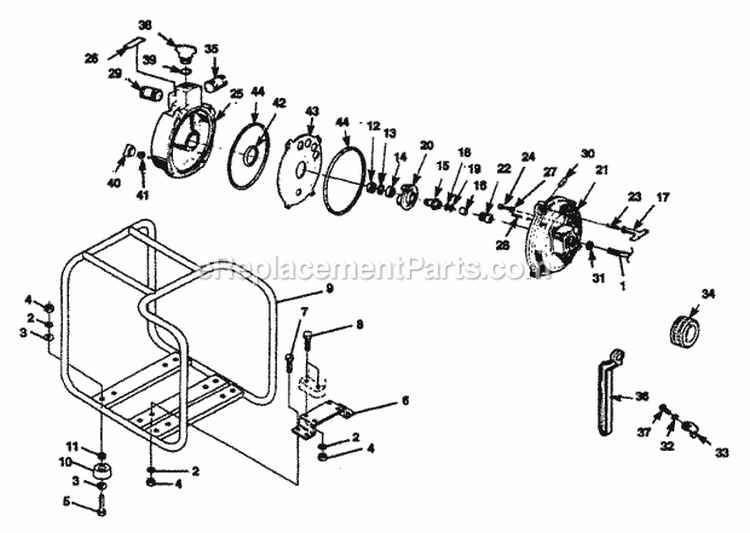 Pump__Roll_Cage Diagram and Parts List for HTP2 UT-01601-A Homelite Water Pump