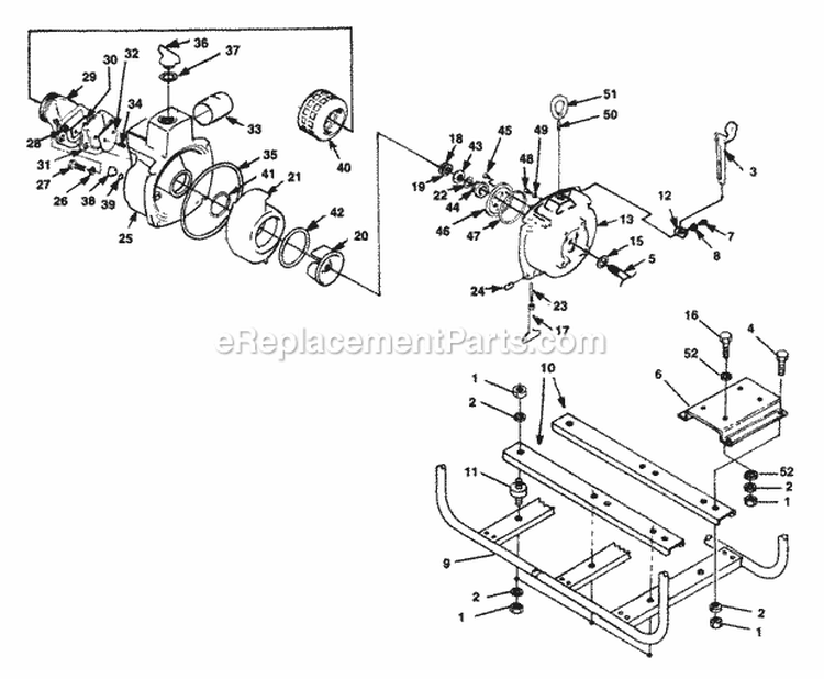 Pump__Frame Diagram and Parts List for HTP3B UT-01602-B Homelite Water Pump